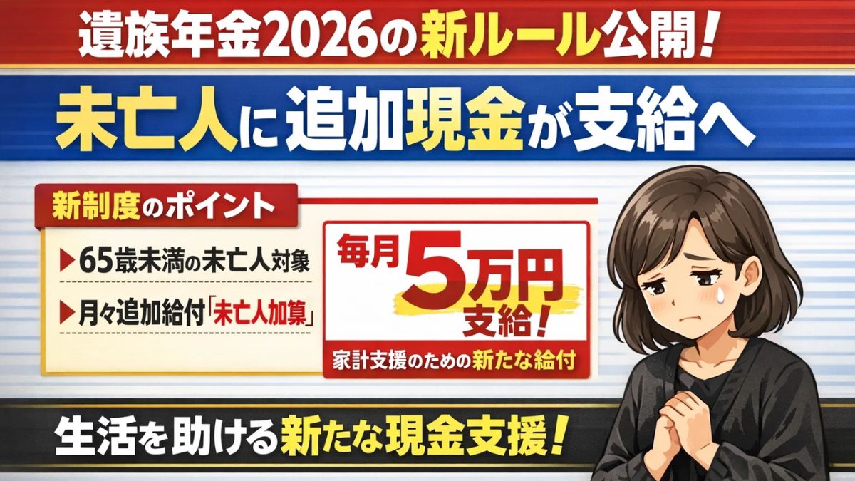 遺族年金2026の新ルール公開!未亡人に追加現金が支給へ