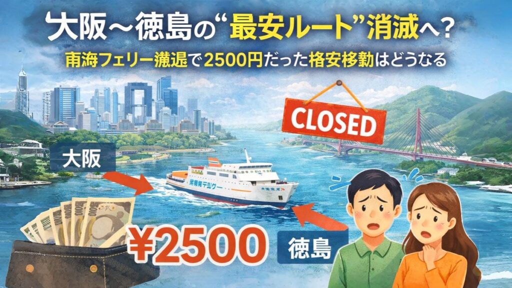 大阪〜徳島の“最安ルート”消滅へ？ 南海フェリー撤退で2500円だった格安移動はどうなる