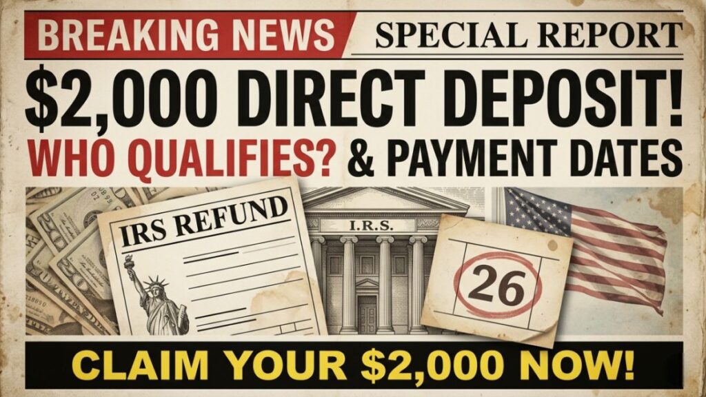 $2,000 IRS Direct Deposit 2026: Check Eligibility, Payment Dates and Who Will Receive the Deposit