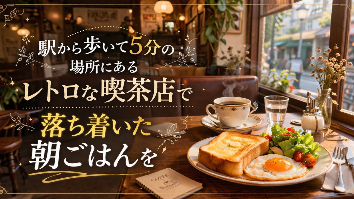駅から歩いて5分の場所にあるレトロな喫茶店で落ち着いた朝ごはんを